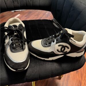 CHANEL Black and Gray Athletic Shoes